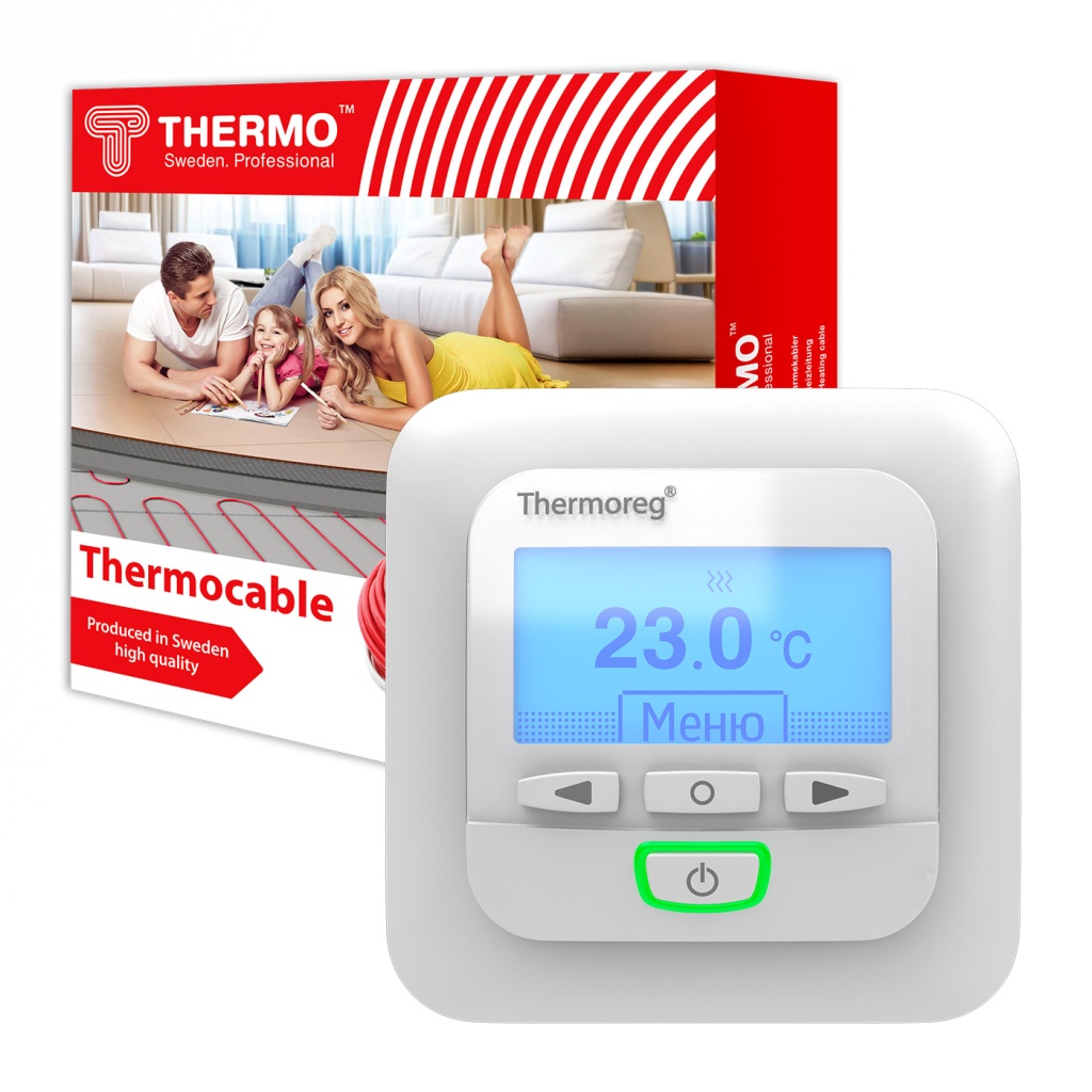 Комплект нагревательный кабель Thermocable + терморегулятор Thermoreg TI-950